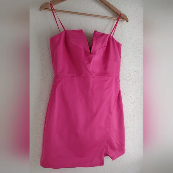 Do+Be Pink Satin Strapless Dress - Picture 2 of 6